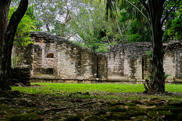 View of a former palace at Kohunlich