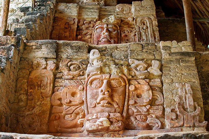 Stucco masks of Kinich Ahua at Kohunlich